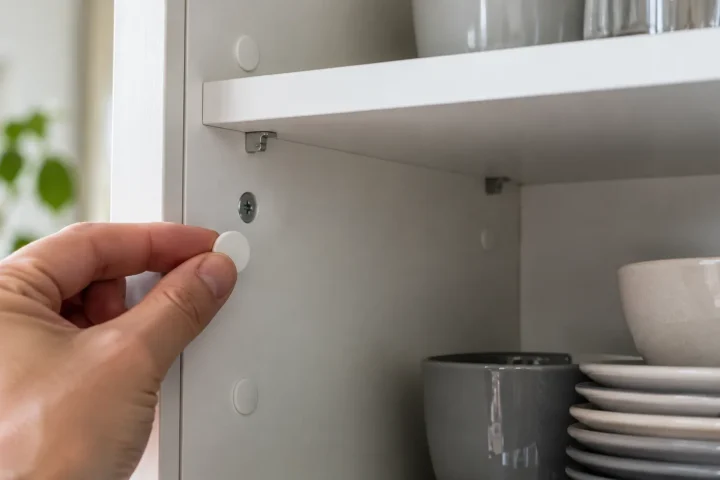 Comment poser un cache-vis propre sur des meubles déjà montés ?