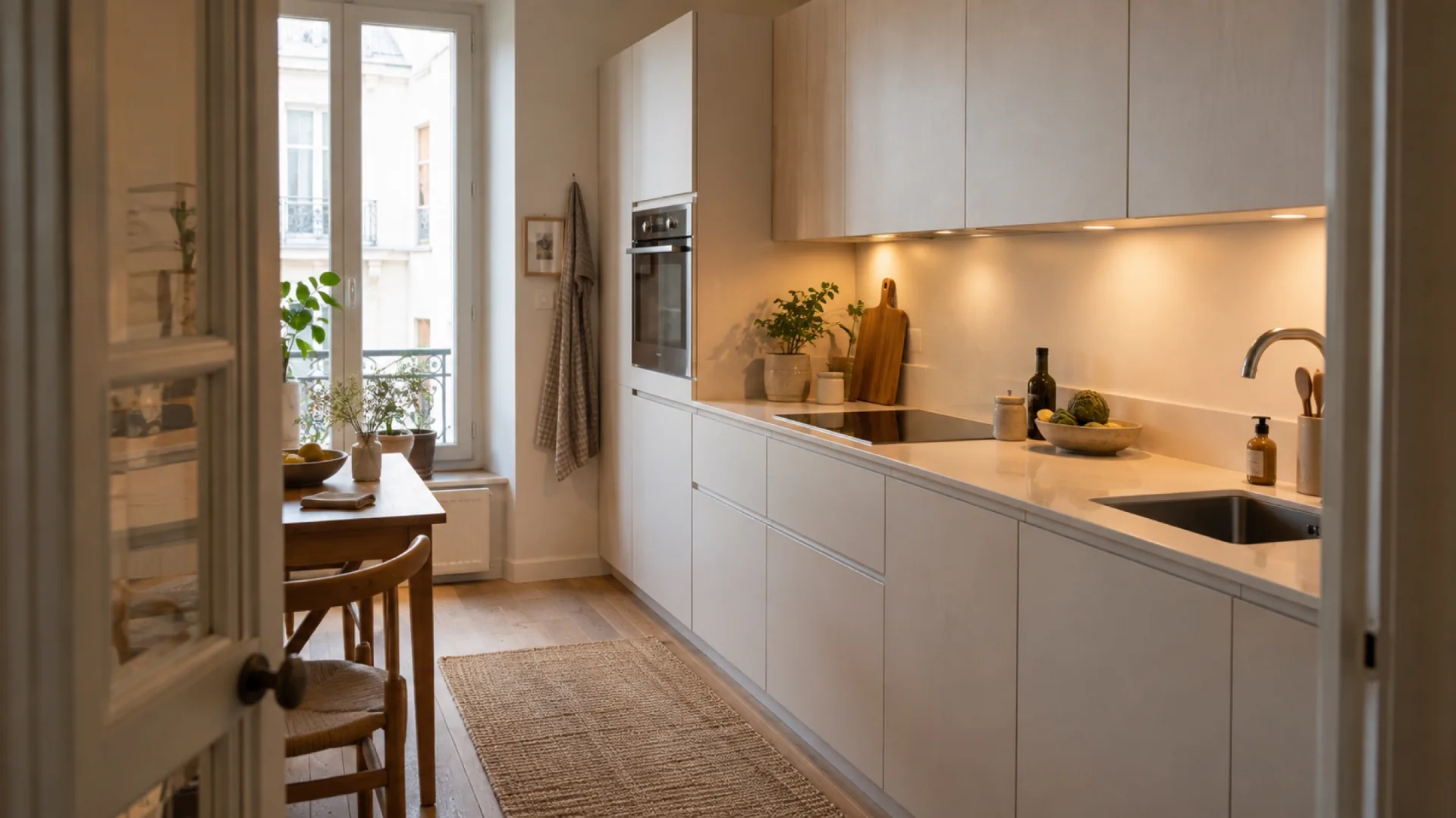 Comment éviter qu'une colonne four domine une petite cuisine ?