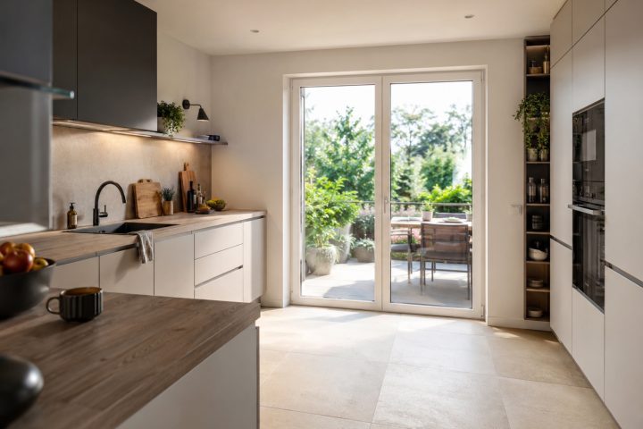 Organiser une cuisine quand une porte-fenêtre coupe un pan de mur