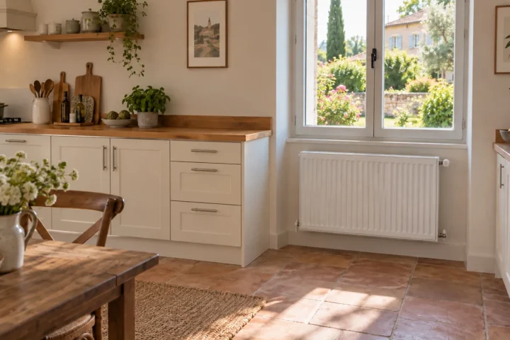 Cuisine avec radiateur gênant : le contourner sans mauvais bricolage