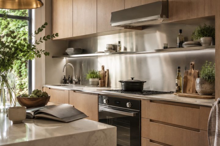 Comment marier inox apparent et façades chaleureuses sans effet cuisine pro ?